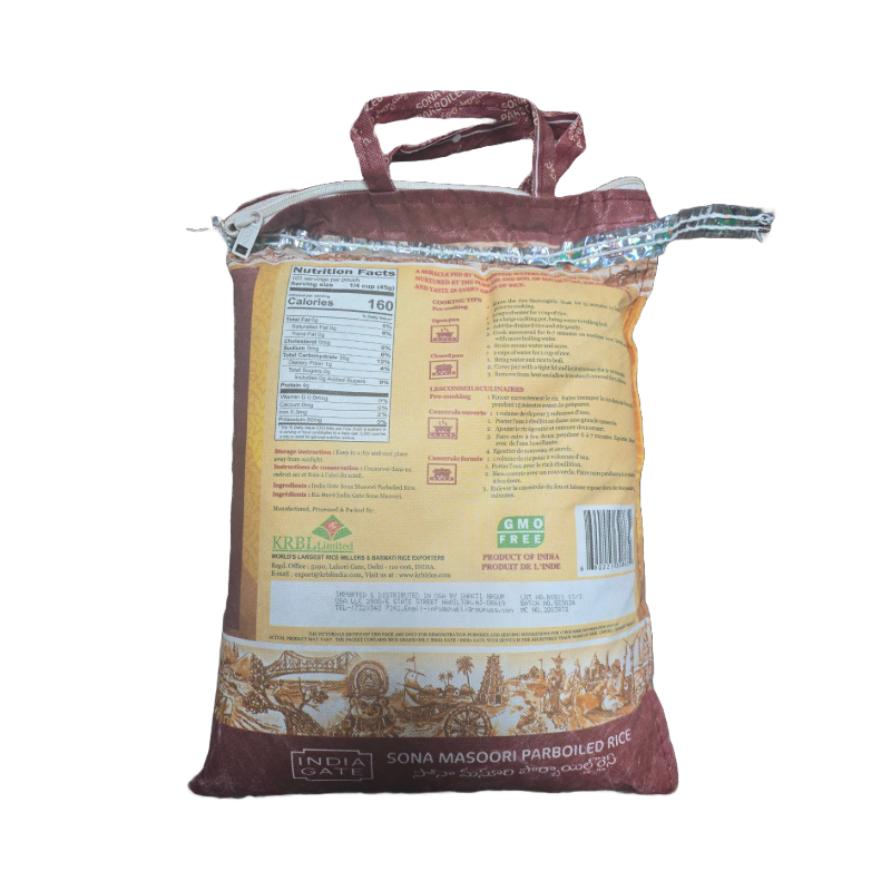 India Gate Sona Masoori Parboiled Rice - 10LB