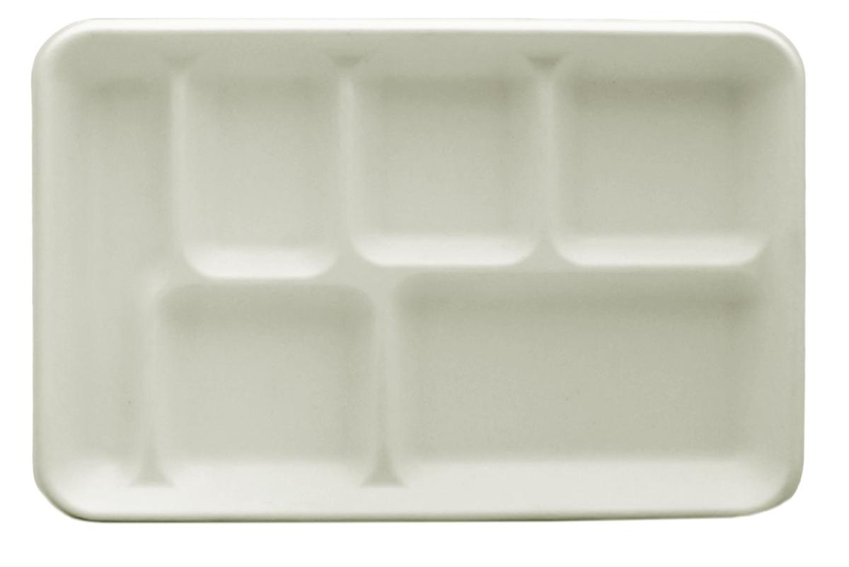 Eco-Friendly 6 Compartment Thali Biodegradable White Plates - 250 Pack
