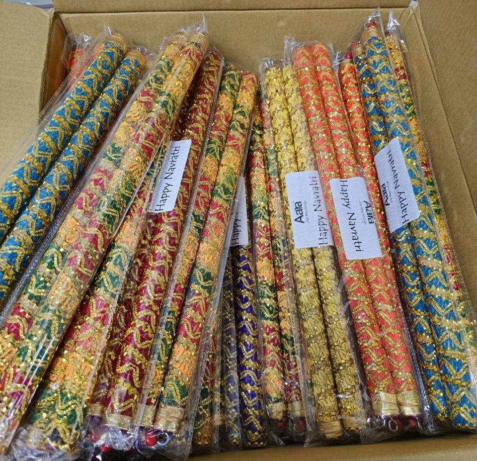 Fancy Wooden Dandiya Sticks in Assorted Design (Pack of 24 Pairs) Fancy Wooden Dandiya Sticks in Assorted Design (Pack of 24 Pairs)