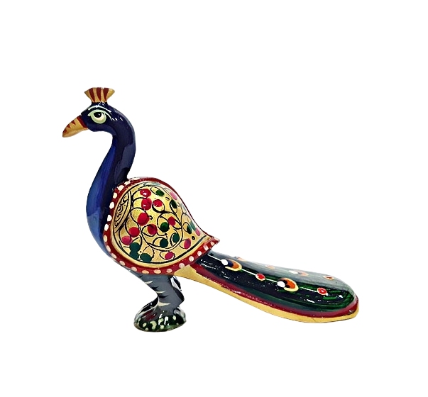 Handcrafted Wood Peacock Sitting 4"