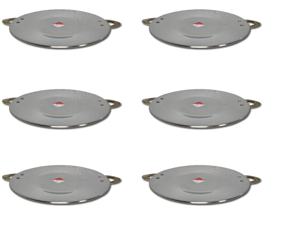 6 Pcs - Stainless Steel Tawa for Serving Ware (Plain) - 2 Sizes