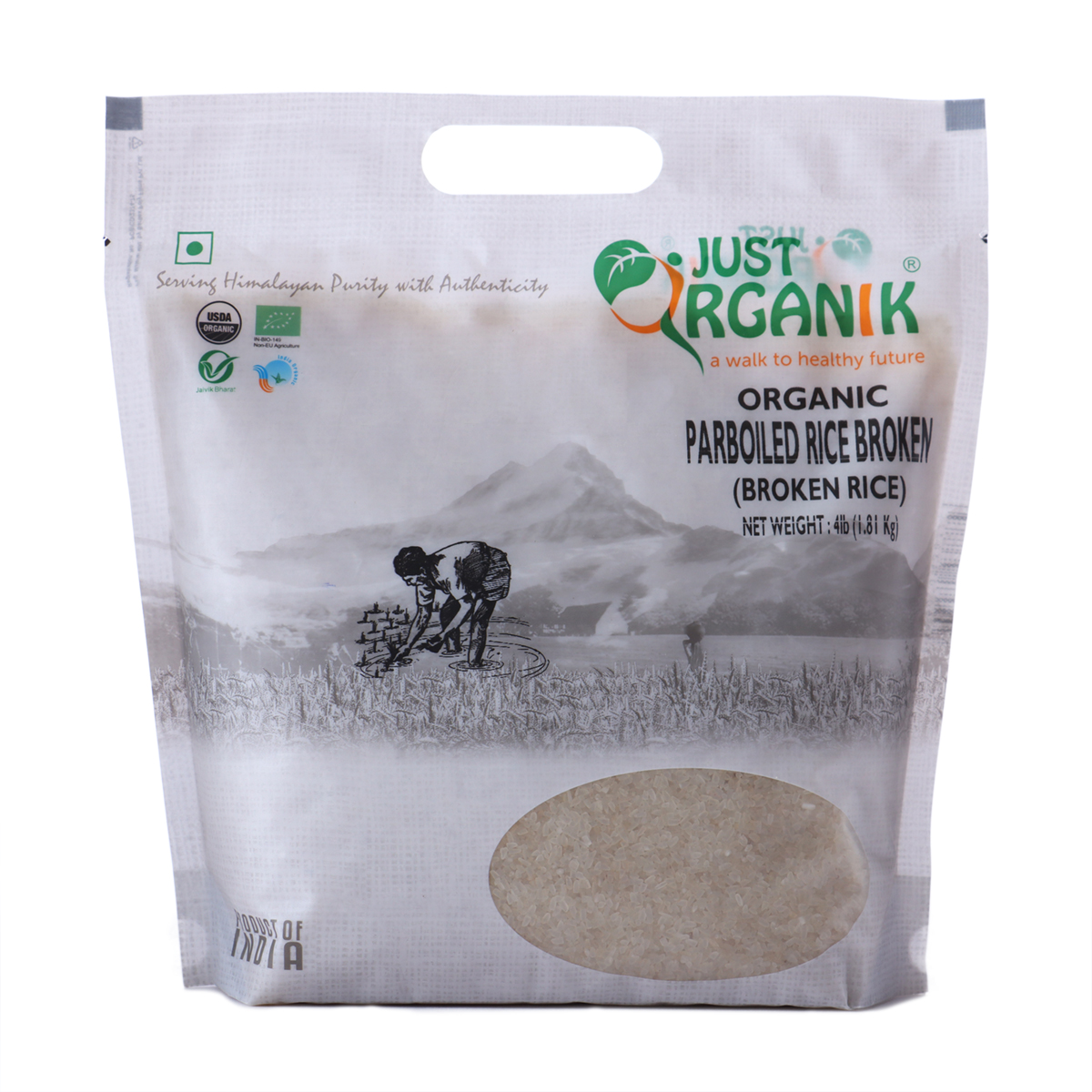 Just Organik - Organic Idli Rice, Parboiled Broken Rice, 4 lbs Just Organik - Organic Idli Rice, Parboiled Broken Rice, 4 lbs