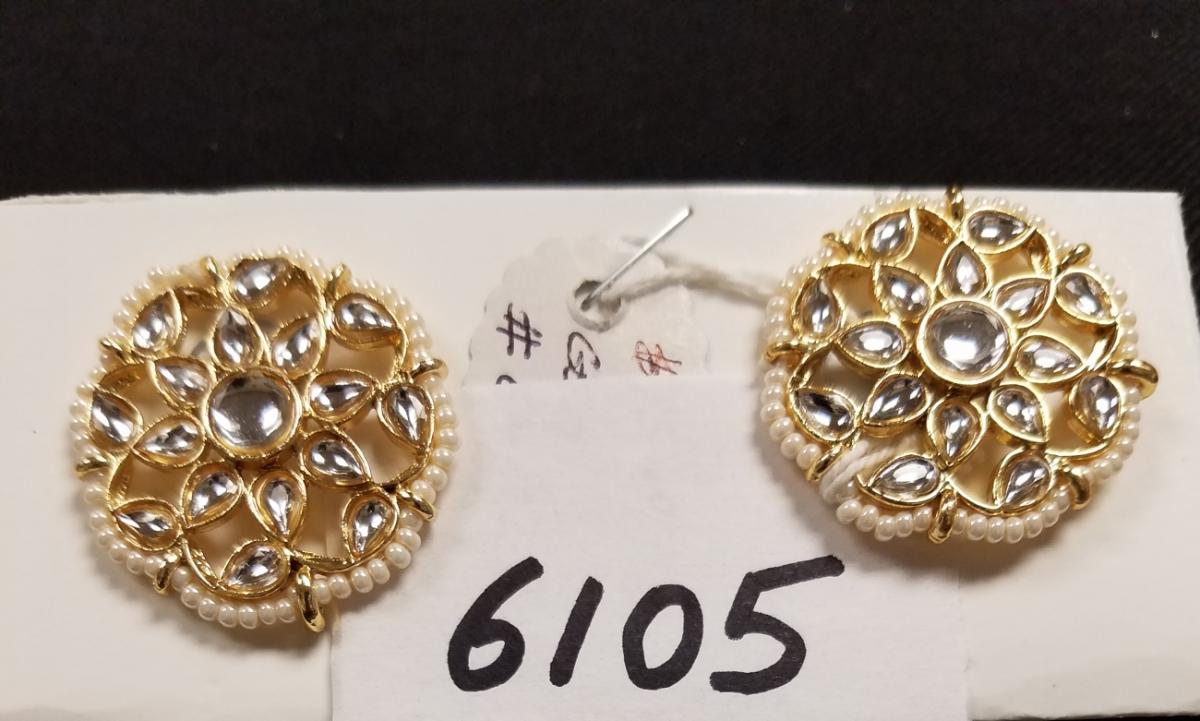 Earrings 6105 Golden Crystals Pearl Beads Earrings Pair Shieno Earrings 6105 Golden Crystals Pearl Beads Earrings Pair Shieno