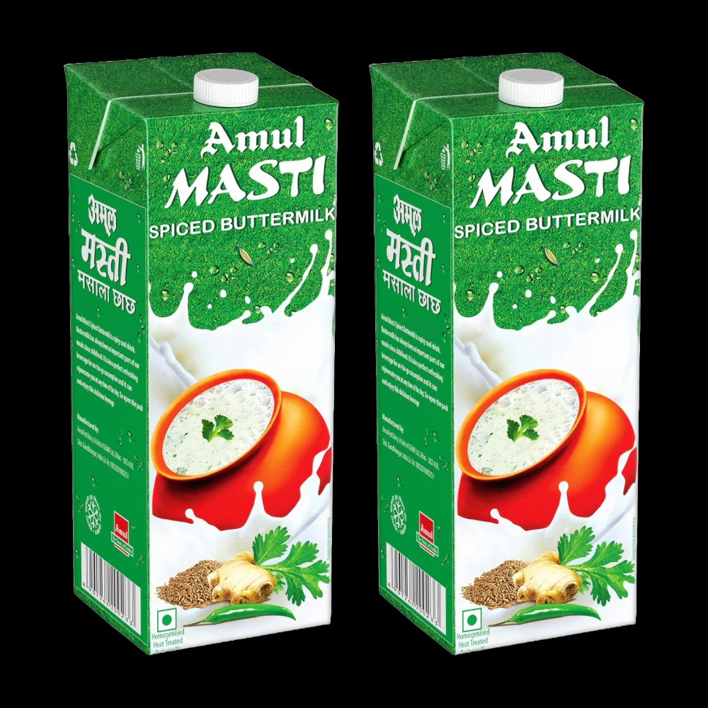 Amul Masti Buttermilk (Chaas) - 1L x 2 Pack | Refreshing Indian Beverage | Ready to Drink