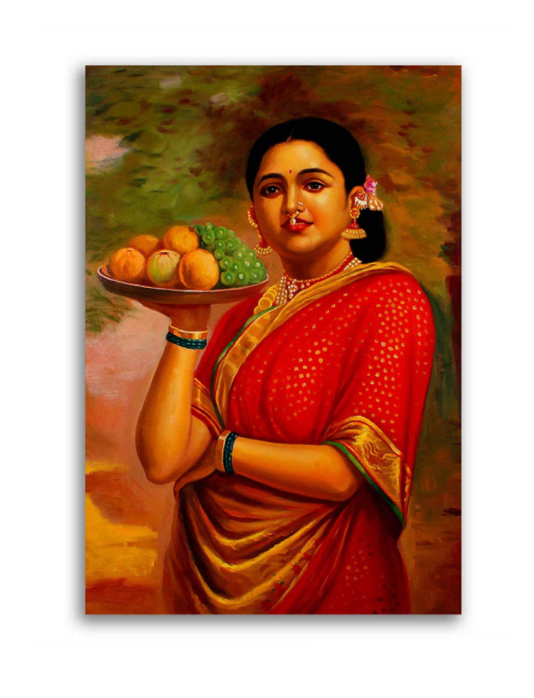Raja Ravi Varma's Champ Maharastrian Lady Paintings On Canvas Raja Ravi Varma's Champ Maharastrian Lady Paintings On Canvas