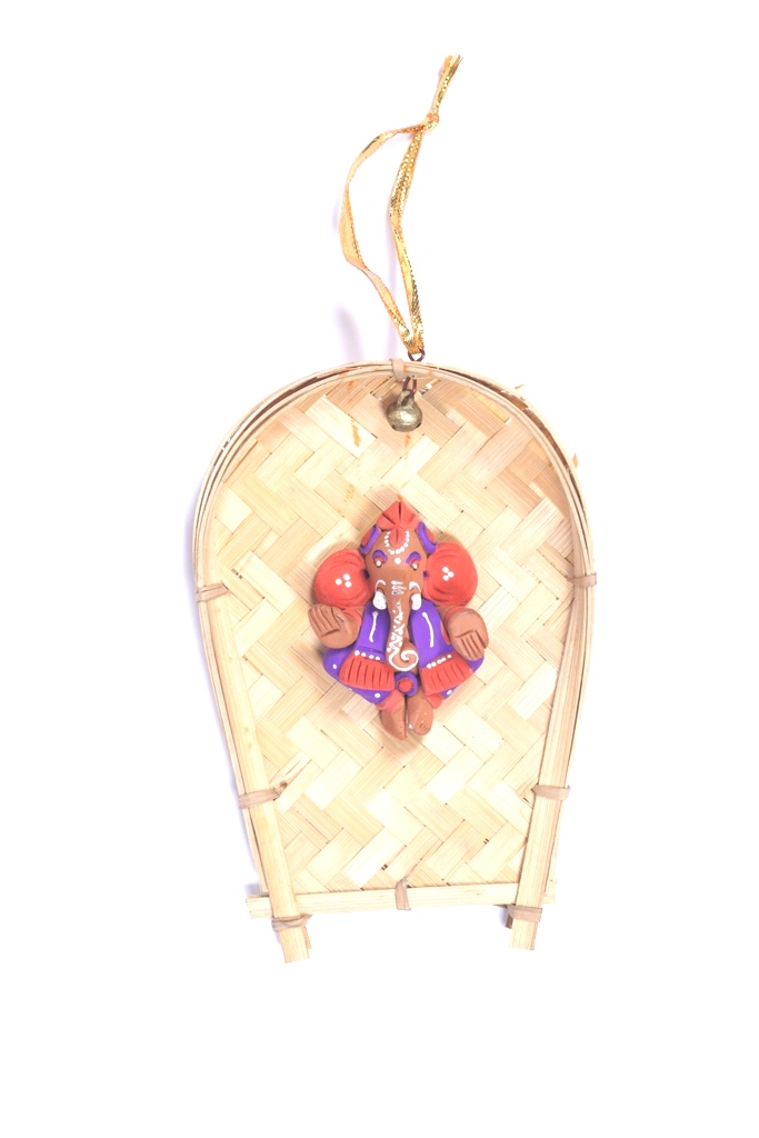 Handcrafted Cute Terracotta Ganesha Bamboo Wall Hangings