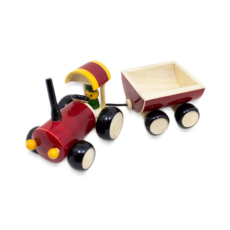 Handcrafted Wooden Channapatna Tractor Toy in Marron