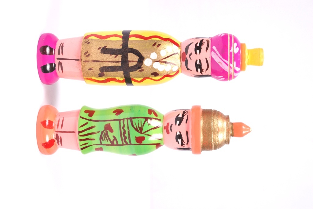 Handcrafted Channapatna Royal Raja Rani Showpiece - 6" (2 Pcs)