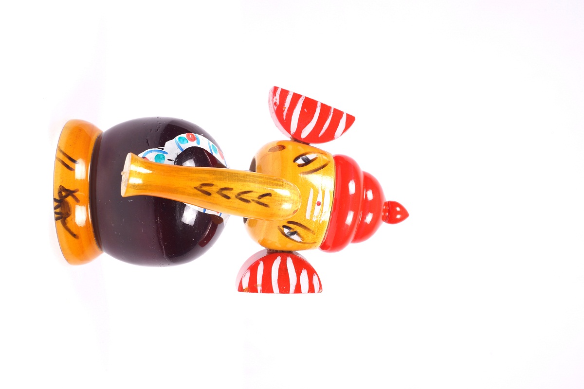 Channapatna Ganesha Bobblehead in Orange
