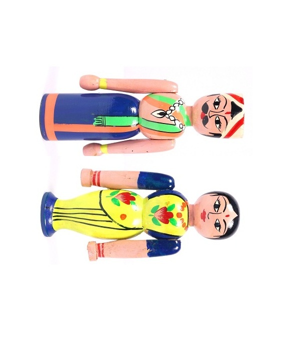 Channapatna Traditional Couple Doll in Blue