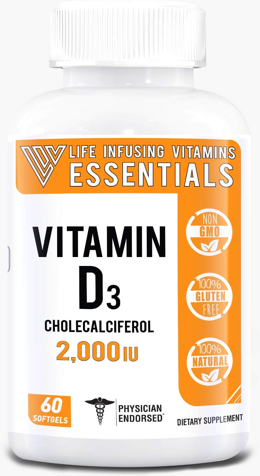 LIV Vitamin D3-2000IU - Immunity Boost, Non-GMO, Made in USA