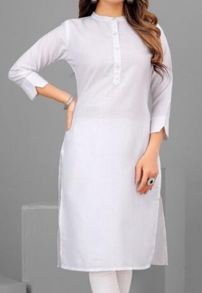 Buy White Printed Cotton Kurti with Pocket Online | Vivika Fashion