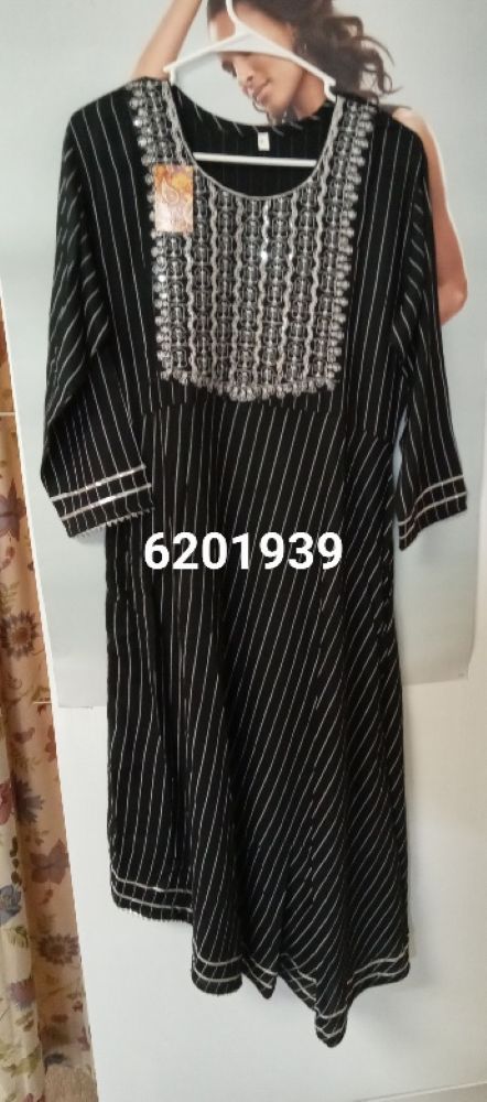 Kurti 6201939 Black Rayon Gota Patti Flared Kurti Size Medium Kurti 6201939 Black Rayon Gota Patti Flared Kurti Size Medium