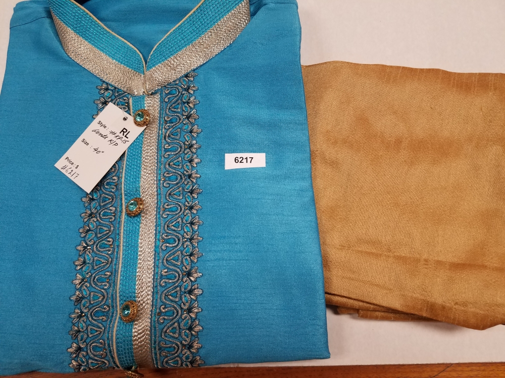 Beautiful Firozi Tussar Men Kurta Pajama Set Size Medium & Large Beautiful Firozi Tussar Men Kurta Pajama Set Size Medium & Large