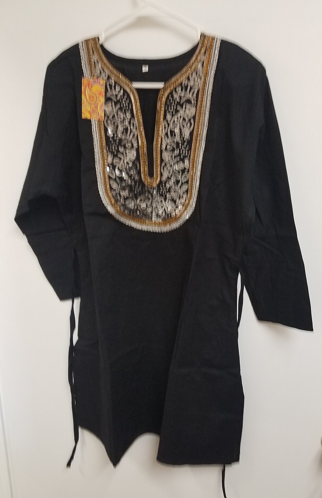 Tunic - Solid Cambric Silver Sequins Detail Kurti (L) Tunic - Solid Cambric Silver Sequins Detail Kurti (L)