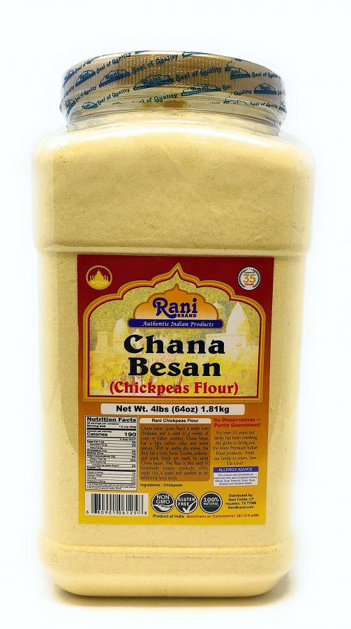 Rani Chana Besan - Chickpeas Flour, Gram (Pet Jar) 4lb (64oz) ~ All Natural | Vegan | Gluten Free Ingredients | NON-GMO | Indian Origin Rani Chana Besan - Chickpeas Flour, Gram (Pet Jar) 4lb (64oz) ~ All Natural | Vegan | Gluten Free Ingredients | NON-GMO | Indian Origin