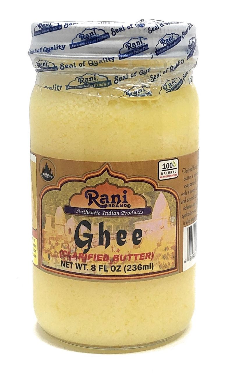 Rani Pure Natural Ghee from Grass Fed Cows (Clarified Butter) 8oz (227g) ~ Glass Jar | Paleo Friendly | Keto Friendly | Gluten Free Rani Pure Natural Ghee from Grass Fed Cows (Clarified Butter) 8oz (227g) ~ Glass Jar | Paleo Friendly | Keto Friendly | Gluten Free