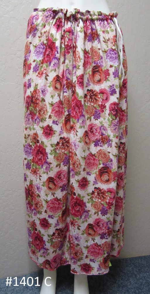 Jersey Polyester White Floral Print Long Trendy Skirt - 40" Long Jersey Polyester White Floral Print Long Trendy Skirt - 40" Long