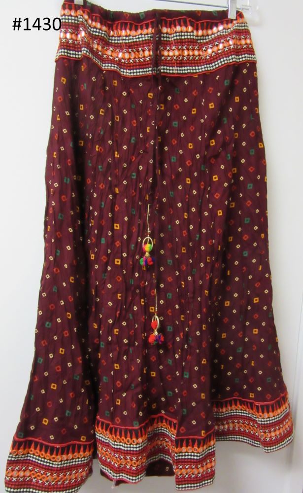 Maroon Cotton Bandhej Printed Long Trendy Skirt - 39" Long Maroon Cotton Bandhej Printed Long Trendy Skirt - 39" Long