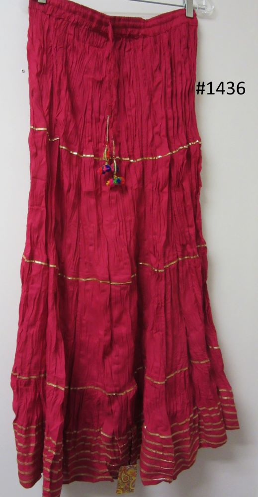 Pink Cotton Gold Gota Patti Long Trendy Skirt - 39" Long Pink Cotton Gold Gota Patti Long Trendy Skirt - 39" Long