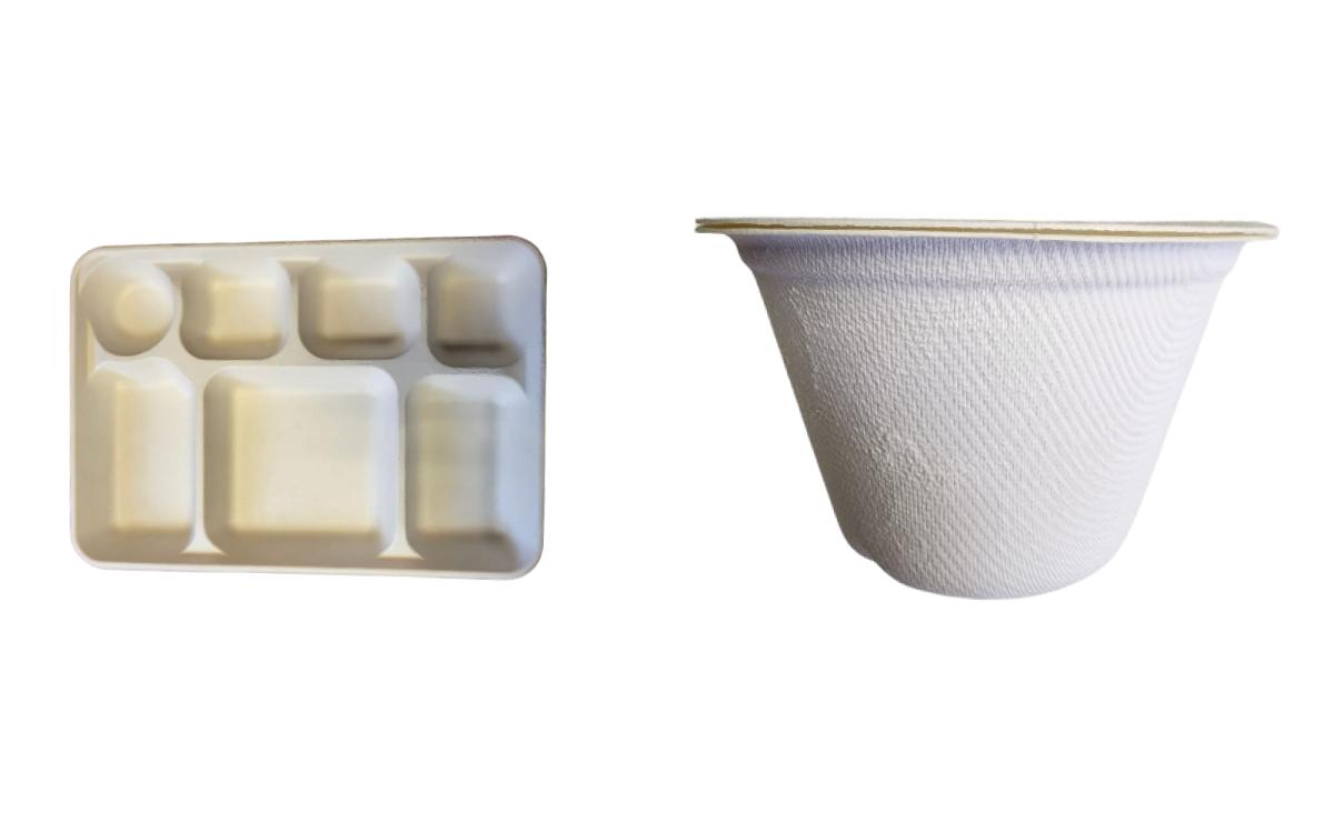 Biodegradable 7-Compartment Plates / Thali / Meal Lunch Dinner Tray - 200 with Bowl