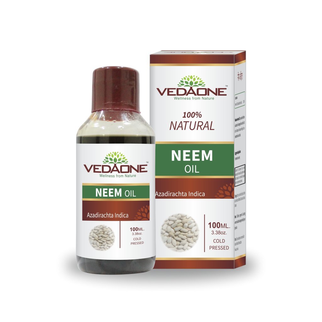 Vedaone Neem Oil - Wild Crafted Pure Cold Pressed Unrefined Cosmetic Grade 3.4 oz for Skincare & Hair Care or Carrier Oil by Vedaone
