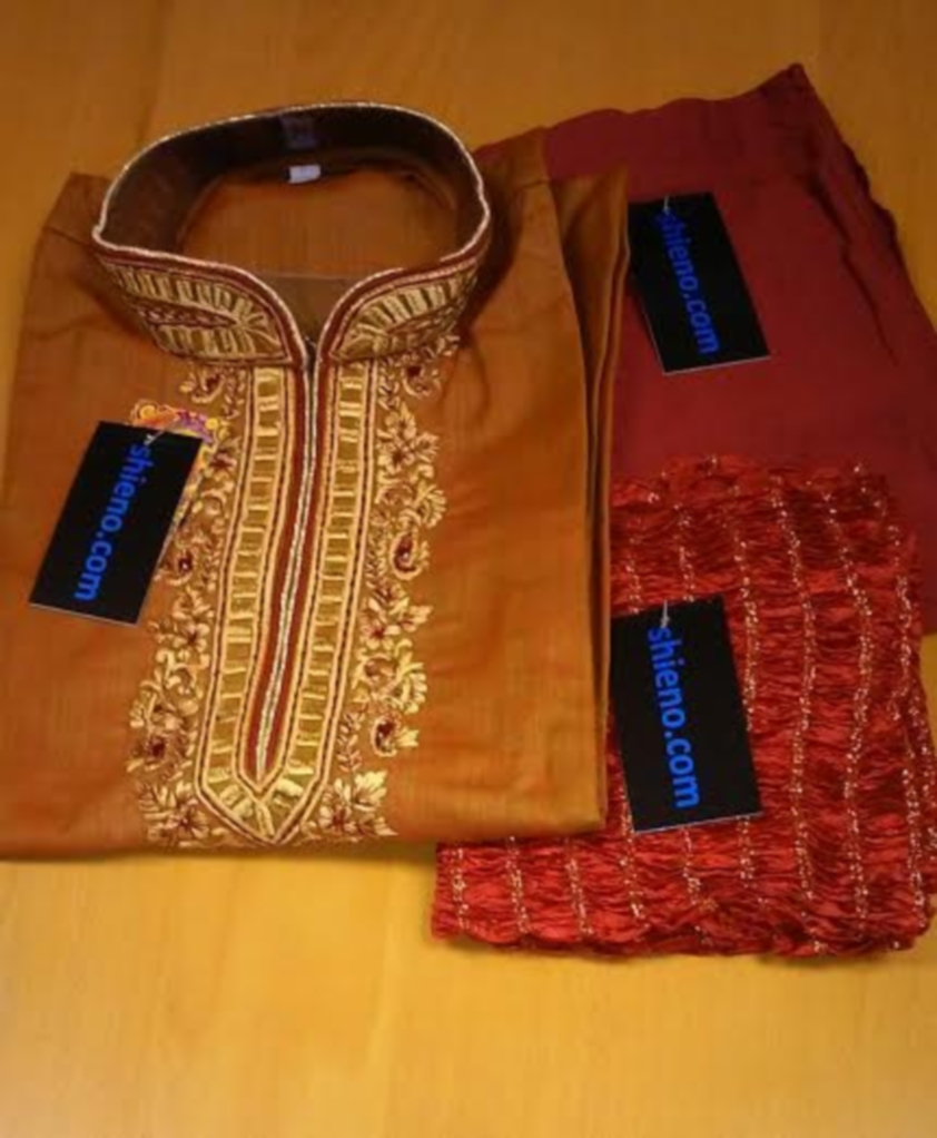 Men's Readymade Festive Orange Kurta Pajama & Dupatta Set (S) Men's Readymade Festive Orange Kurta Pajama & Dupatta Set (S)