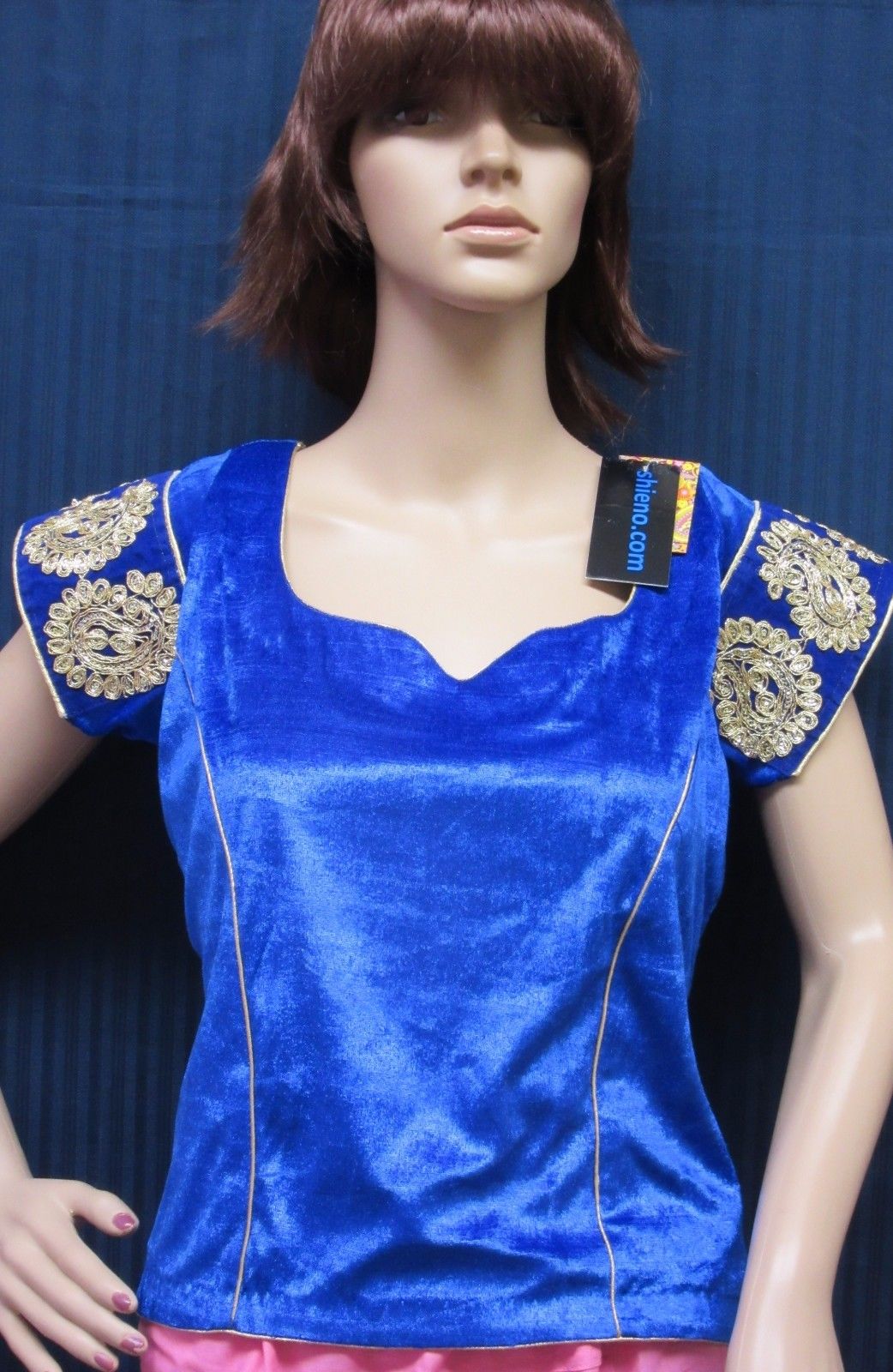 Blue Velvet Large Choli / Blouse for Lehenga Chaniya Saree (L) #7070 Blue Velvet Large Choli / Blouse for Lehenga Chaniya Saree (L) #7070