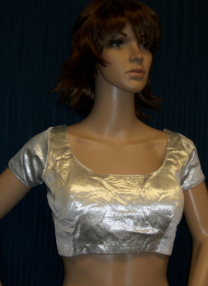 Saree Blouse in Silver Brocade (S M L XL) #7081