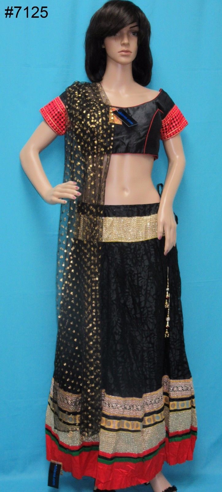 Black Red Net Lace Indian Readymade Chaniya Choli (M) Black Red Net Lace Indian Readymade Chaniya Choli (M)