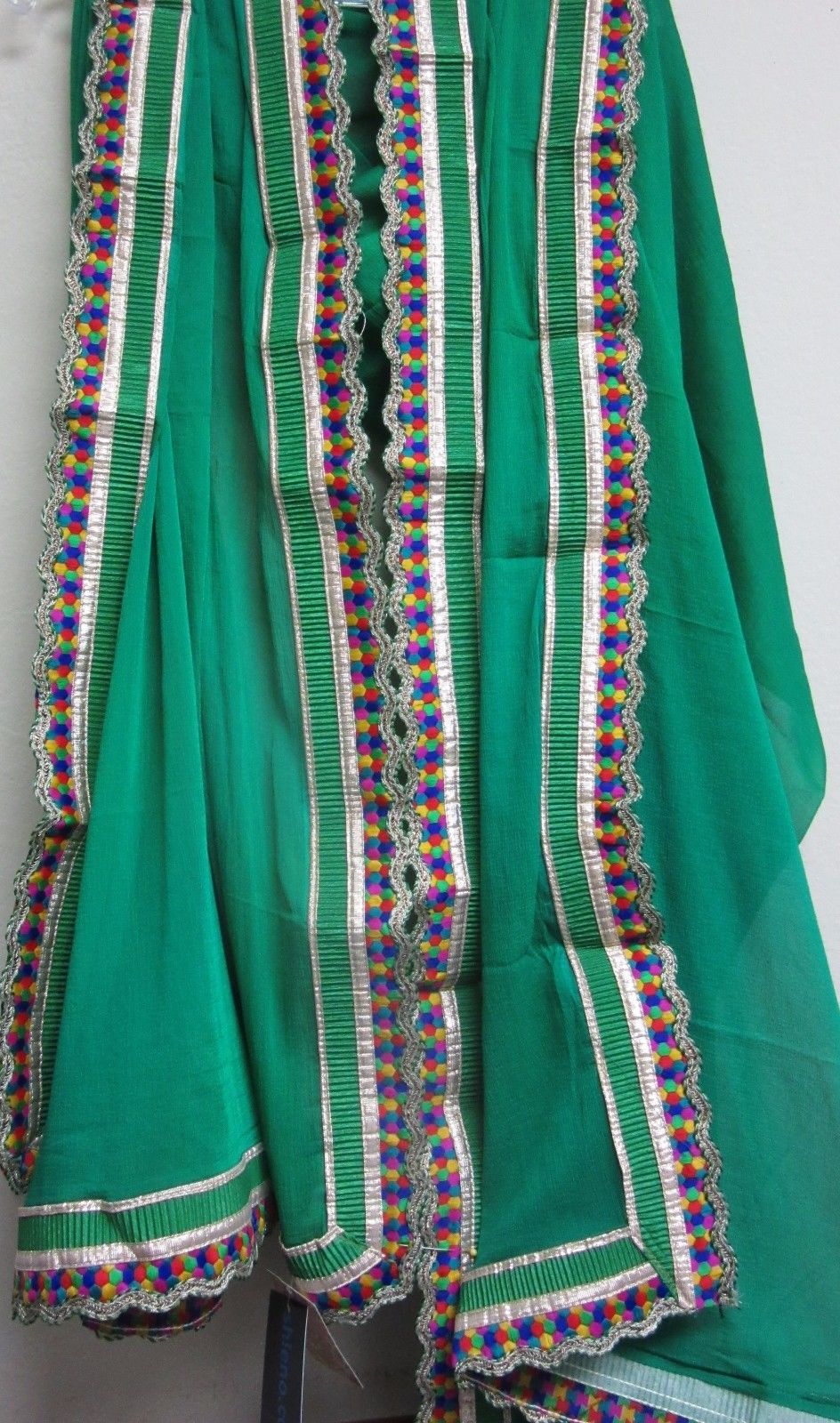 Scarf, Georgette Solid Colors Multi Color Trim Indian Dupatta Chunni #7144 Scarf, Georgette Solid Colors Multi Color Trim Indian Dupatta Chunni #7144