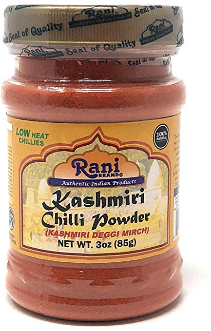 Rani Kashmiri Chilli Powder (Deggi Mirch, Low Heat) Ground Indian Spice 3oz (85g) ~ All Natural Rani Kashmiri Chilli Powder (Deggi Mirch, Low Heat) Ground Indian Spice 3oz (85g) ~ All Natural
