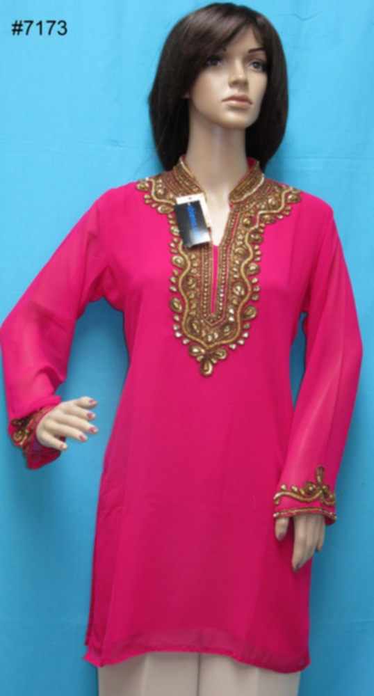 Designer Georgette Copper Gold Kurti Tunic Top /w Long Sleeves Designer Georgette Copper Gold Kurti Tunic Top /w Long Sleeves