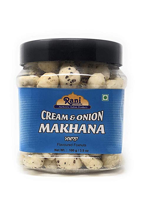 Rani Phool Makhana Snack 3.5oz (100g) - Cream & Onion Flavor (Fox Nut/Popped Lotus Seed)