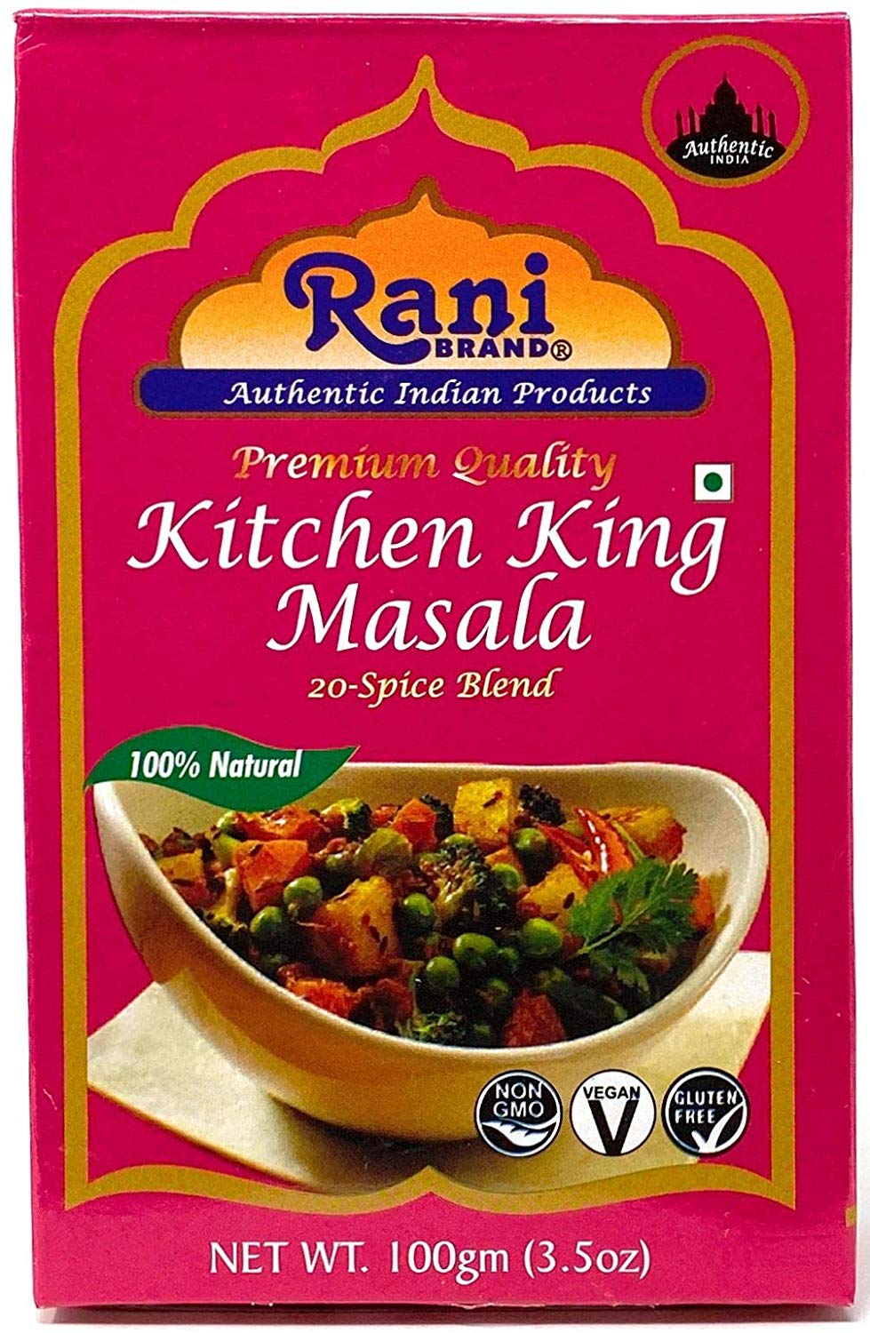 Rani Kitchen King Masala (20-Spice Curry blend) 3.5oz (100g) ~ All Natural | Vegan | No Colors | Gluten Friendly Ingredients | NON-GMO | Indian Origin