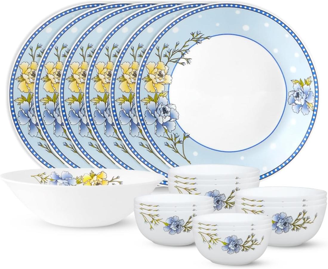 Gourmet Dinnerware Set For 6, 19 Pieces set, (Blue Sapphire)