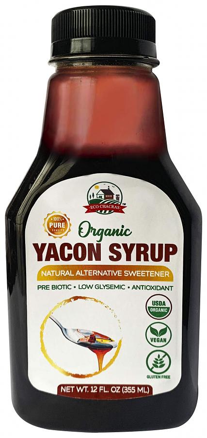 Yacon Syrup - USDA Organic | 100% Pure Natural Sweetener - Plant based Sugar Substitute - 12 Fl Oz. - (480 Grams )