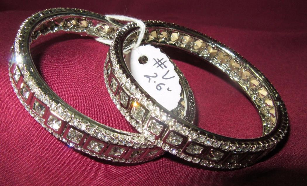 Stone Bangles, Silver Bangles Lustrous CZ Crystal Zircon Stones Stone Bangles, Silver Bangles Lustrous CZ Crystal Zircon Stones