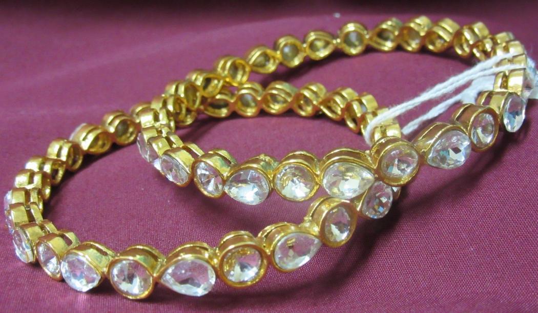 Bangles / Kada, Golden Bangles Lustrous CZ Crystal Zircon Stones Bangles / Kada, Golden Bangles Lustrous CZ Crystal Zircon Stones