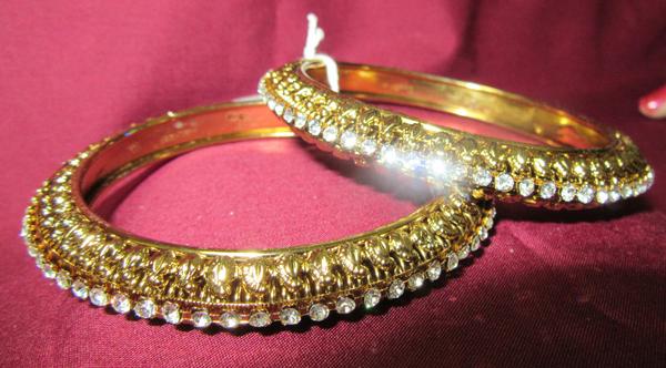 Traditional Golden Bangles Lustrous CZ Crystal Zircon Stones Traditional Golden Bangles Lustrous CZ Crystal Zircon Stones