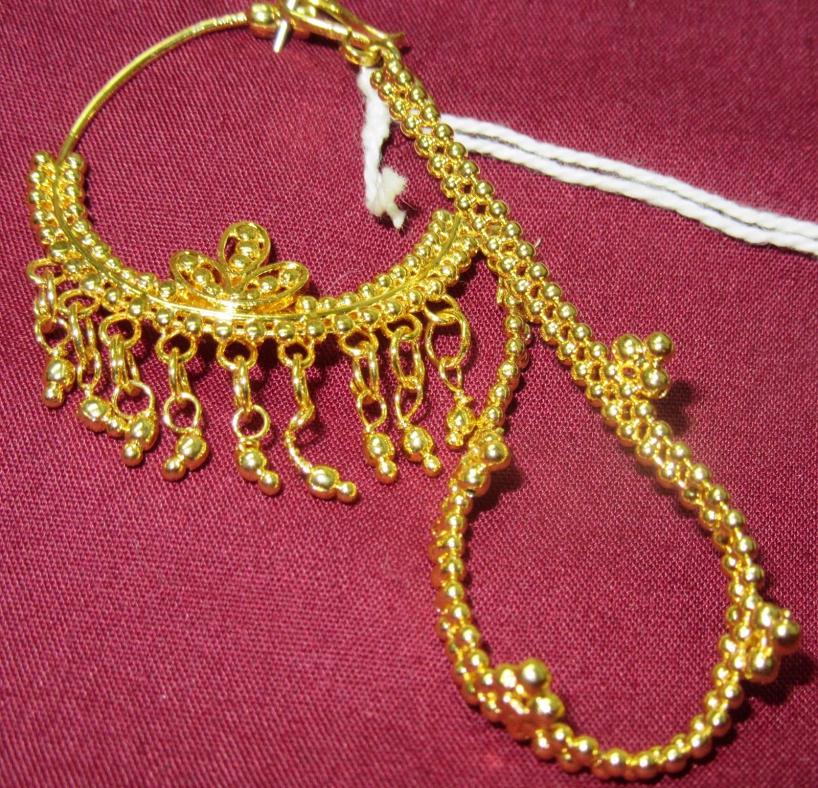 Traditional Nath Golden Nose Ring Chain Indian Traditional Jewelry 27751 Buy Online Desiclik Com Usa
