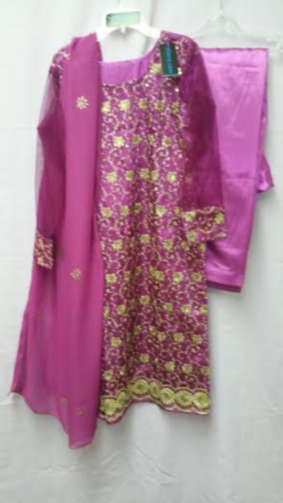 Purple Gold Net Satin Patiala Suit (M)