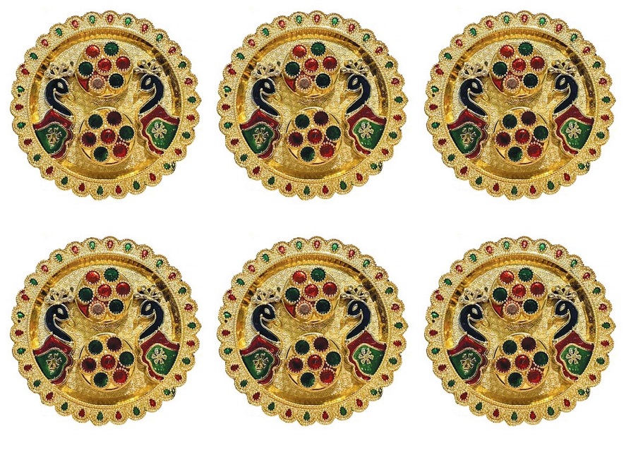 Decorative Puja Thali / Return Gift 3.5" (Set of 6 Pcs)