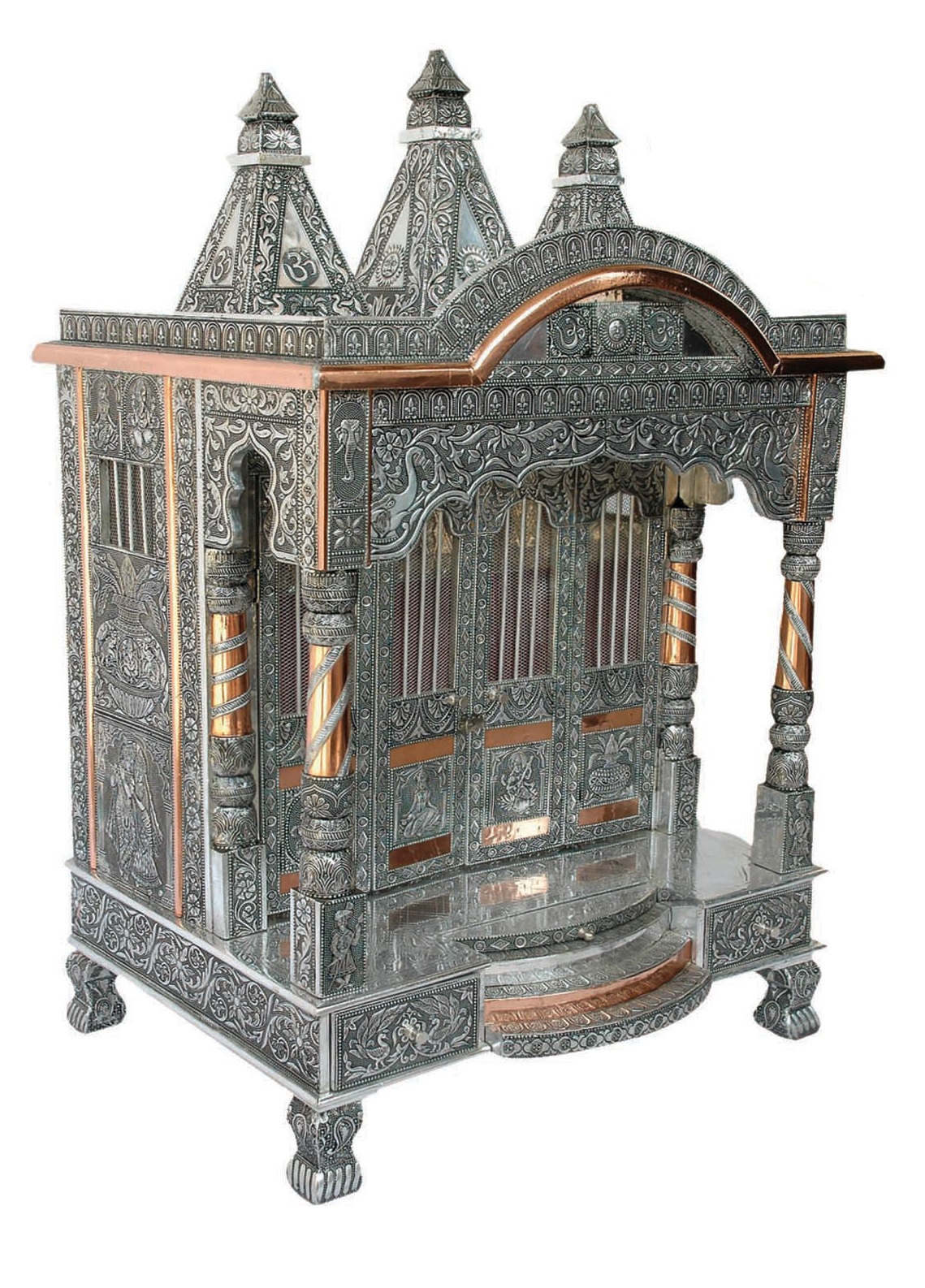 Gallery Style Puja Mandir Silver Oxidized Temple for Home 24" X 18" Gallery Style Puja Mandir Silver Oxidized Temple for Home 24" X 18"
