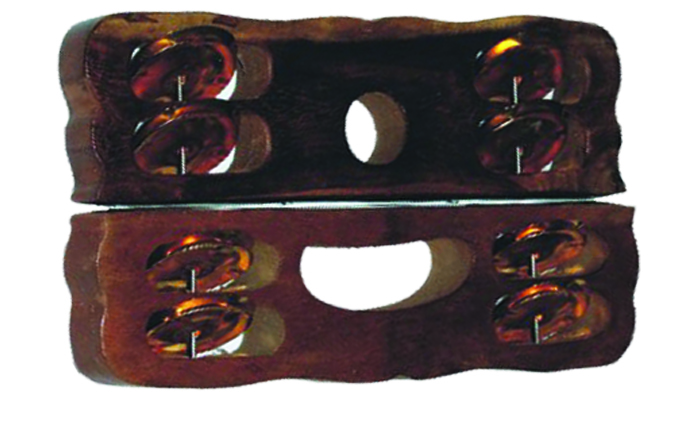 Traditional Wooden Khartal Set w/ Brass Jingles for Kirtan (8.25" X 2.5") Traditional Wooden Khartal Set w/ Brass Jingles for Kirtan (8.25" X 2.5")