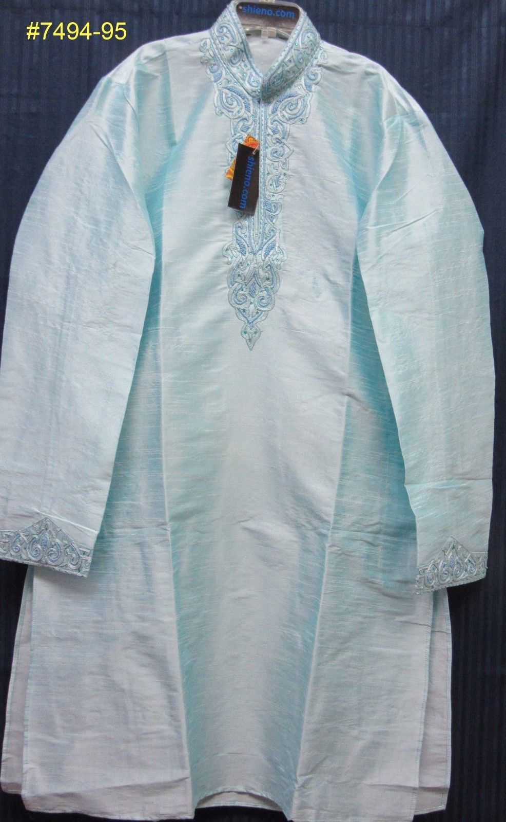 Men's Light Blue Party Wear Kurta Pajama Set (M & L) Men's Light Blue Party Wear Kurta Pajama Set (M & L)