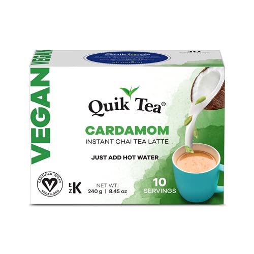QuikTea Vegan Cardamom Instant Chai Tea Latte - 10 Count Single Box QuikTea Vegan Cardamom Instant Chai Tea Latte - 10 Count Single Box