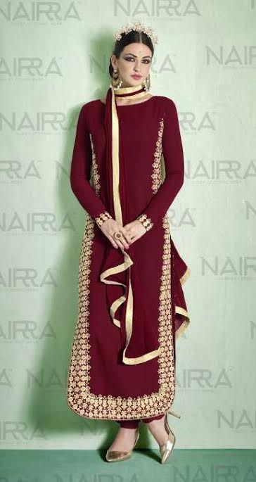 Dark Red Georgette Party Wear Salwar Kameez Dupatta (L) Dark Red Georgette Party Wear Salwar Kameez Dupatta (L)