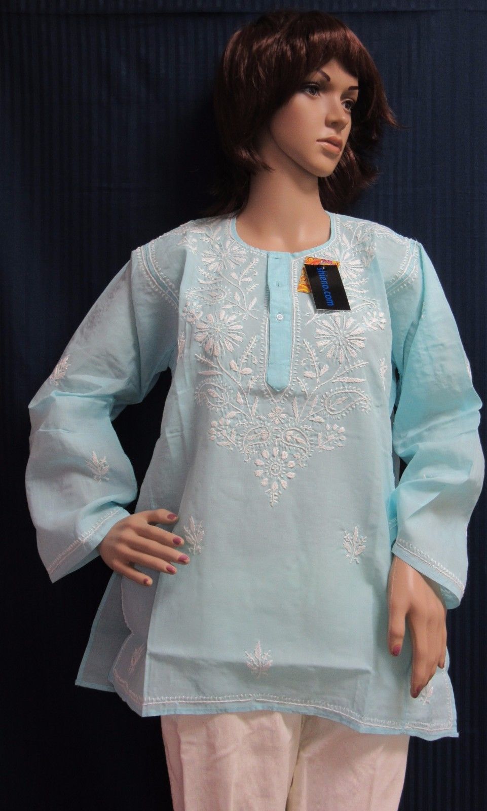 Extra Large Plus Size Firozi Cotton Voile Kurti Tunic Top