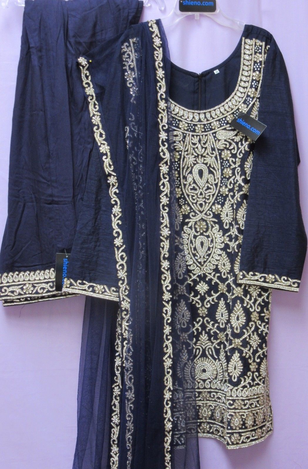 Exceptional Blue Tussar Trousseau Bridal Wear Salwar Kameez (M) Exceptional Blue Tussar Trousseau Bridal Wear Salwar Kameez (M)